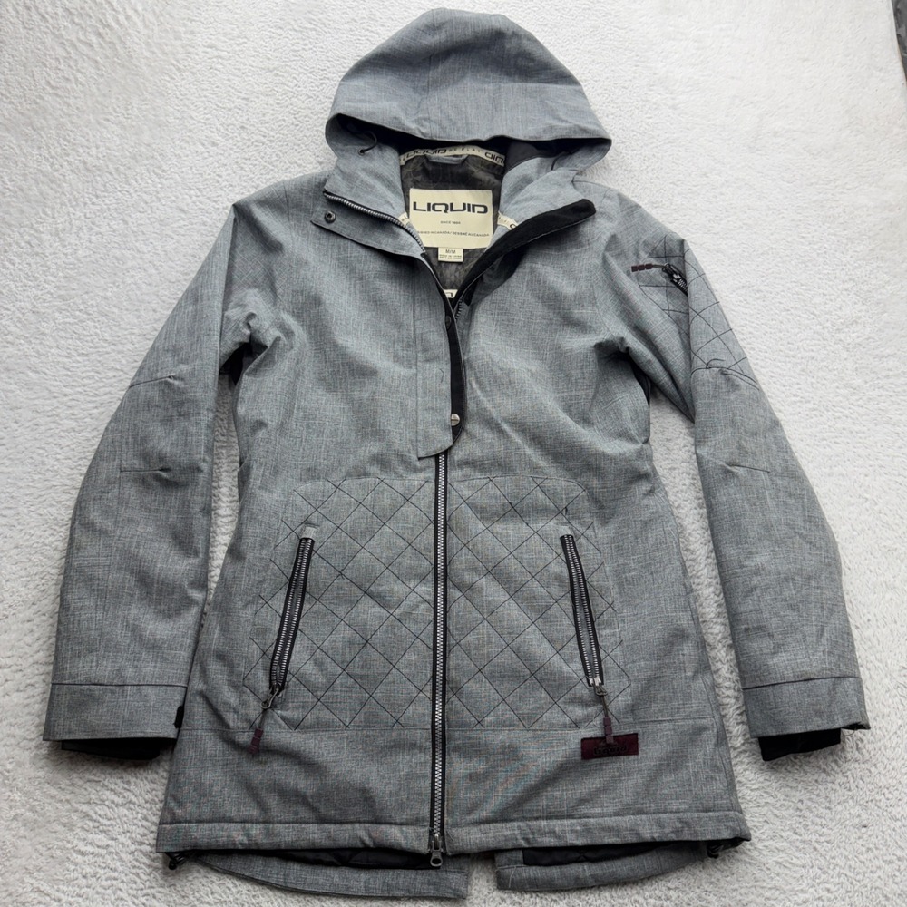 Liquid Womens Ski Jacket Heather Grey Hooded Insulated Snowboard Coat‎ W26009 M